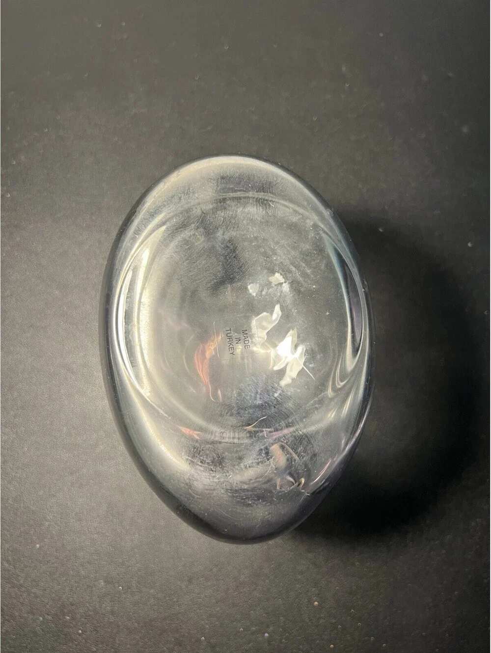 Pasabahce Turkey 2000s Doughnut O Vase Handblown Art Glass Clear, 4.5x7”